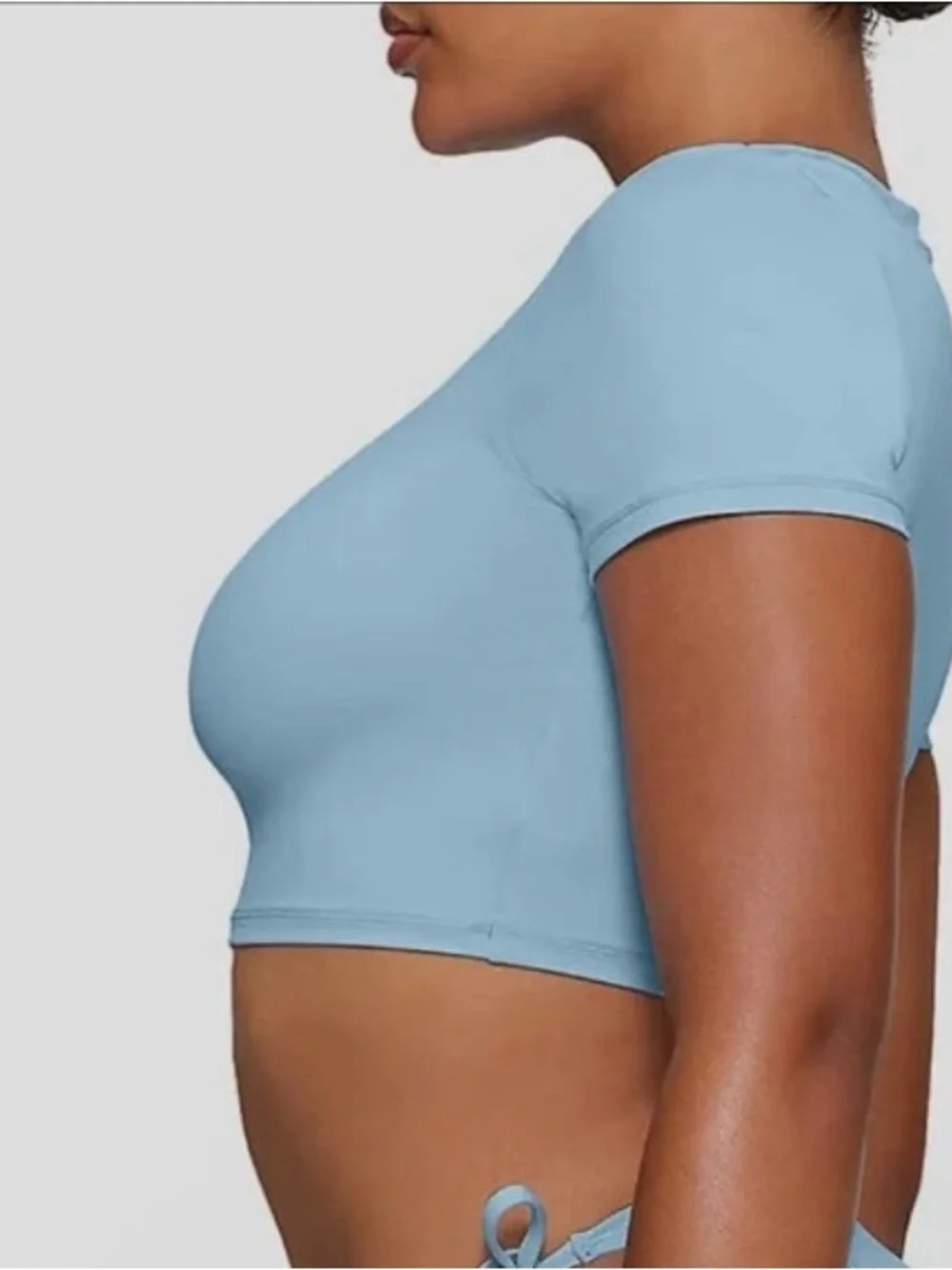 SKIMS Iris Blue Short Sleeve Swim Crop Top